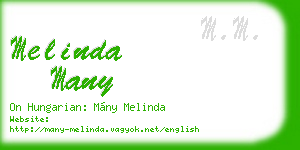 melinda many business card