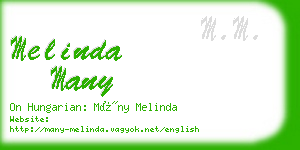 melinda many business card